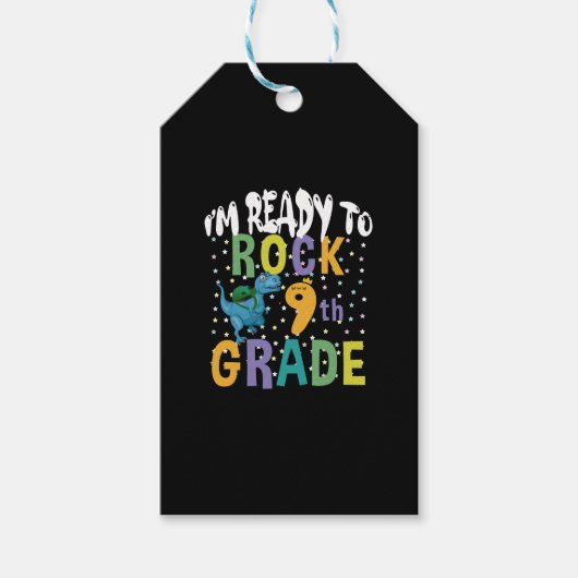 新学期I'M Ready To Rock 9Grade Dino ギフトタグ (正面)