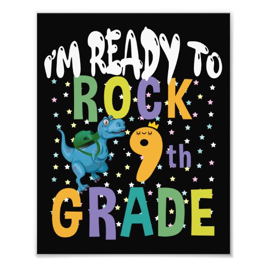 新学期I'M Ready To Rock 9Grade Dino フォトプリント (正面)