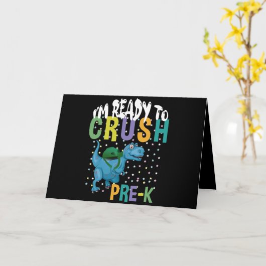 新学期K前恐竜を粉砕する準備ができている カード (黄色い花)