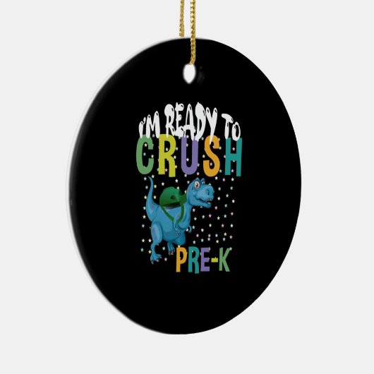 新学期K前恐竜を粉砕する準備ができている セラミックオーナメント (右)