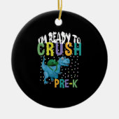 新学期K前恐竜を粉砕する準備ができている セラミックオーナメント (正面)