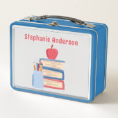 新学期L水色初級アップルキッズ メタルランチボックス (正面)