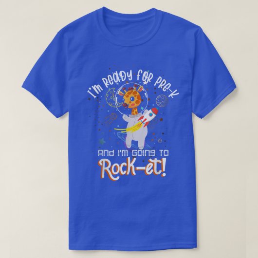 新学期PreK宇宙ロケット宇宙飛行士キリン Tシャツ (デザイン正面)