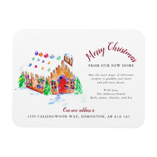 新居からのメリークリスマス引越し住所A マグネット (横)