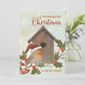 新居でのクリスマス 鳥と巣箱 カード (スタンド正面)