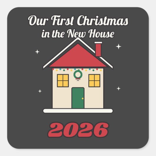 新居での最初のクリスマス 2026 スクエアシール (正面)
