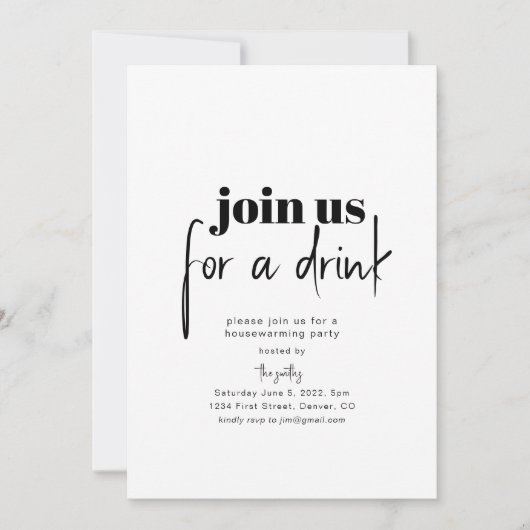 新居のお披露目パーティーにご参加ください 招待状 (正面)