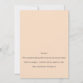 新居のお知らせ ローズピンクの桃の発表 案内状 (裏面)