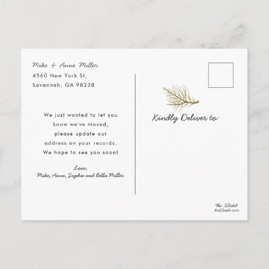 新居のお祝い ホリデー オーナメント 引っ越しのお知らせ インビテーションポストカード (裏面)