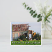 新居のはがき - 新しい住所、引っ越しのユーモア 案内ポストカード (スタンド正面)