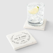 新居の夫妻、新居の結婚者 ストーンコースター (横)