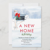 新居の引っ越し 冬 水彩の郵便箱 招待状 (正面)