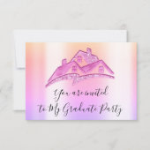 新居への引越しお祝い ピンクの招待状 招待状 (正面)