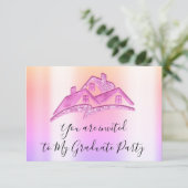 新居への引越しお祝い ピンクの招待状 招待状 (スタンド正面)