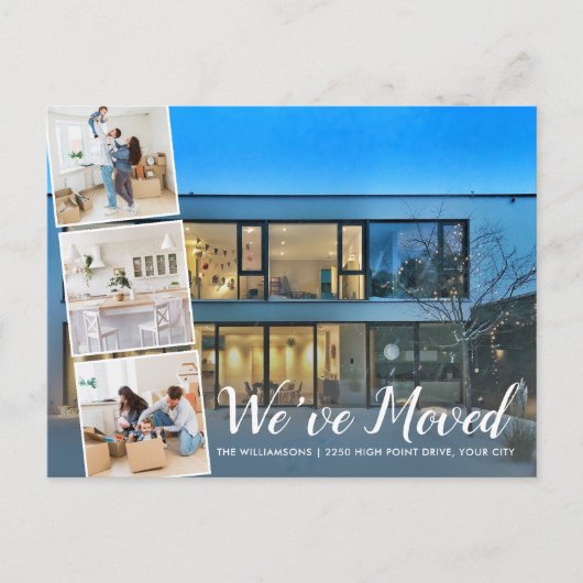 新居への引越し 新住所 フォト コラージュ ポストカード (正面)