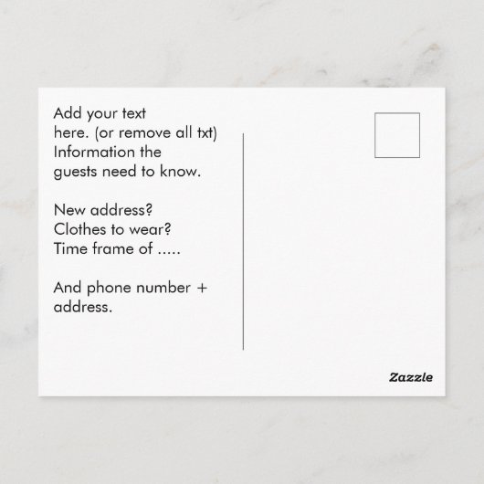 新居住所パーティーのお知らせ ポストカード (裏面)