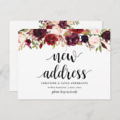 新居住所、おしゃれなバラ柄、ご案内 ポストカード (正面/裏面)