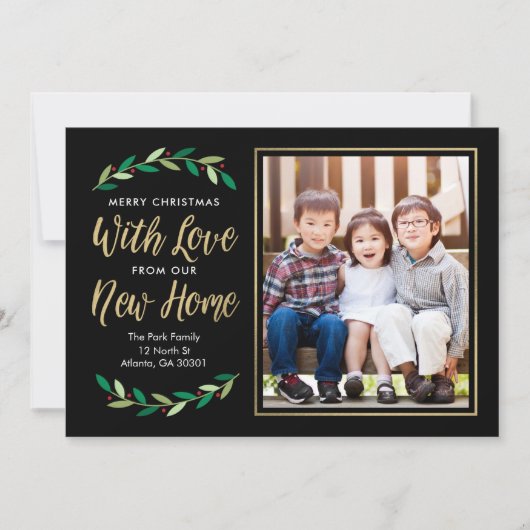 新居引越しのお知らせ ホリデー フォト カード (正面)