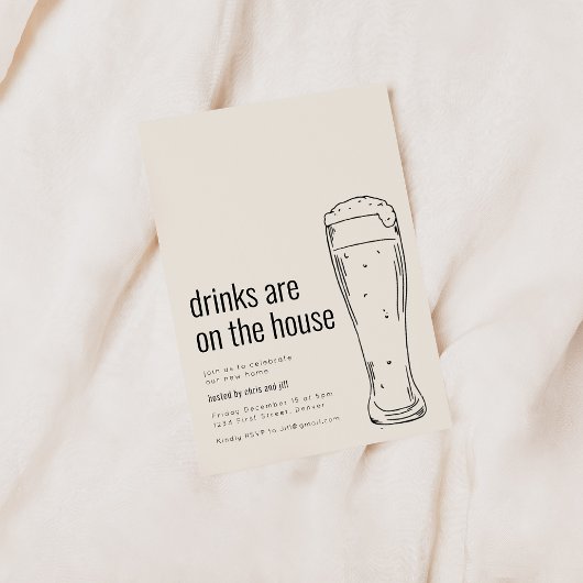 新居祝いパーティー招待状(ビール付き) 招待状