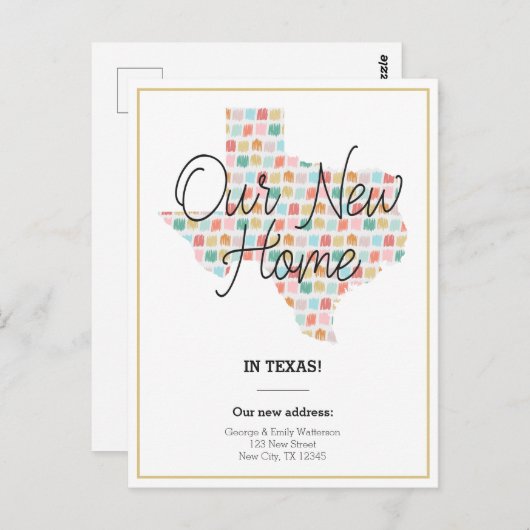 新居 – テキサス州引越し案内はがき ポストカード (正面/裏面)