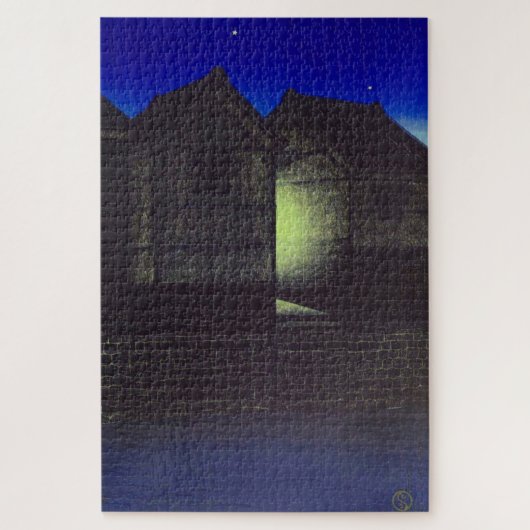 新川の夜の東急の12場面 ジグソーパズル (縦)