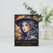 新年あいさつ青髪の入れ墨の魔女 シーズンポストカード (スタンド正面)