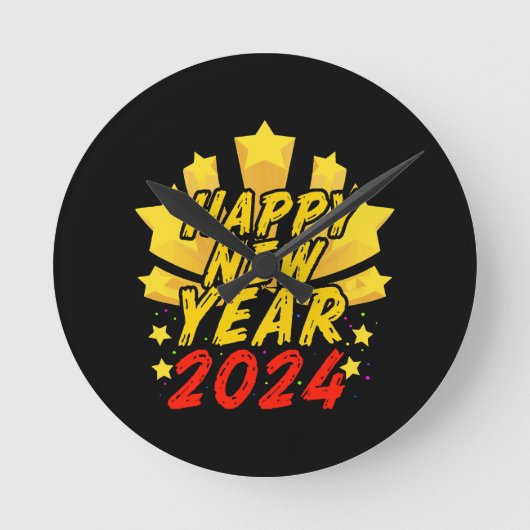 新年あけましておめでとうございます 2024 ラウンド壁時計 (正面)