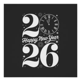 新年あけましておめでとうございます 2026年 午前0時 時計 カウントダウン ポスター