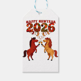 新年あけましておめでとうございます 2026 チャムと一緒に馬を祝おう ギフトタグ