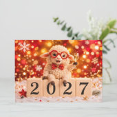 新年あけましておめでとうございます 2027年 午年 カード (スタンド正面)