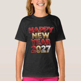 新年あけましておめでとうございます 2027 ファミリーマッチング Tシャツ