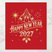 新年あけましておめでとうございます 2027 ワインラベル (シングルラベル)