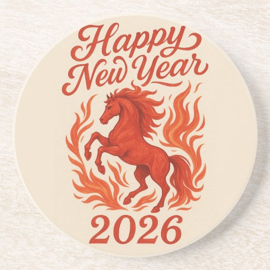 新年あけまして 2026 火を帯びた马 コースター (正面)