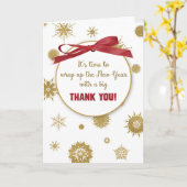 新年ありがとうホスピタリティ金ゴールド雪 カード (黄色い花)