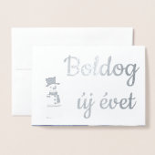 新年おめでとうございます-ハンガ   リー語 箔カード (封筒付き正面)