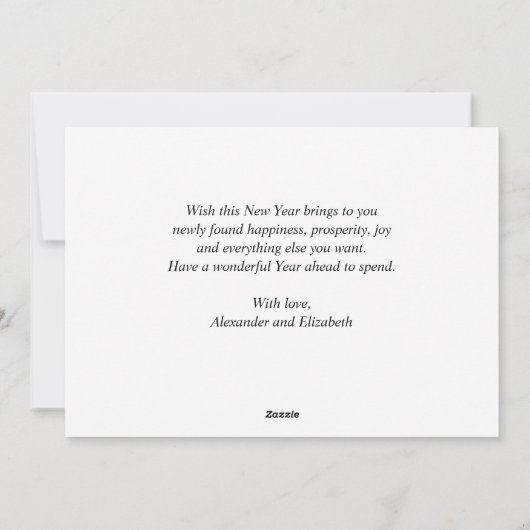 新年おめでとうございます。 ブラック ミニマル タイポグラフィーの写真 シーズンカード (裏面)