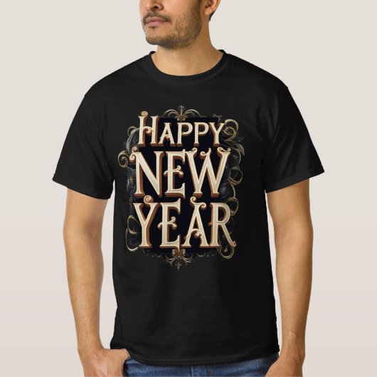 新年おめでとうございます 慶祝 Tシャツ (正面)
