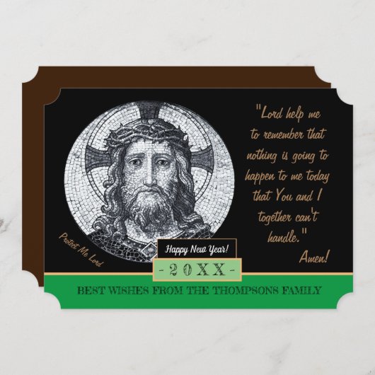 新年おめでとうイエス・キリスト・祈りの言葉「保護私」 シーズンカード (正面/裏面)