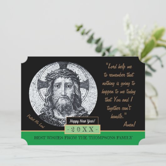 新年おめでとうイエス・キリスト・祈りの言葉「保護私」 シーズンカード (スタンド正面)