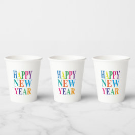  新年おめでとうカラフル   紙コップ
