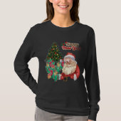 新年おめでとうサンタクリスマス長袖 Tシャツ (正面)