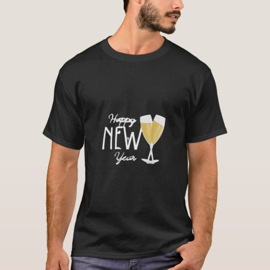 新年おめでとうシャンパントーストのデザイン - 祝祭 Tシャツ (正面)