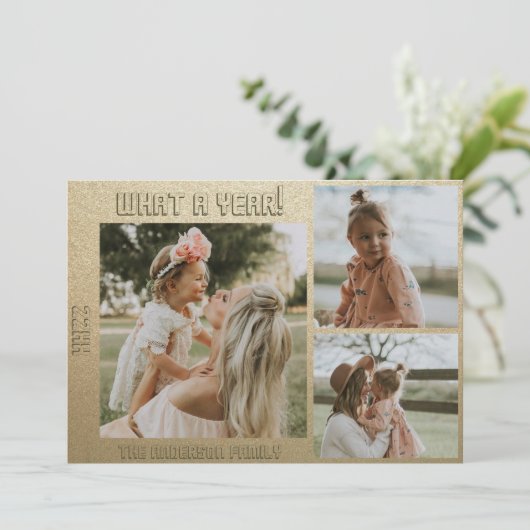 新年おめでとうパーソナライズされた写真と文字 シーズンカード (スタンド正面)