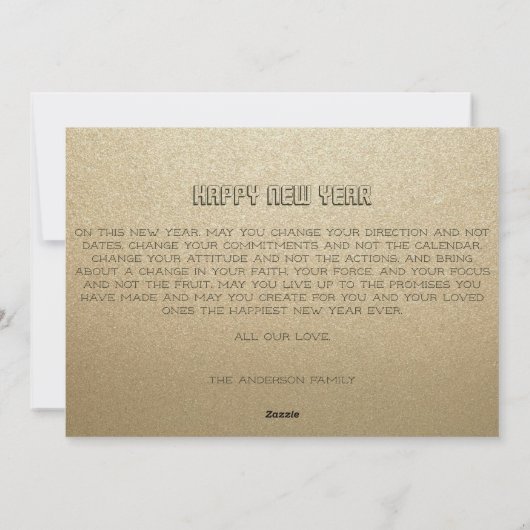 新年おめでとうパーソナライズされた写真と文字 シーズンカード (裏面)