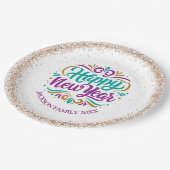 新年おめでとうパーソナライズされた ペーパープレート (アングル)