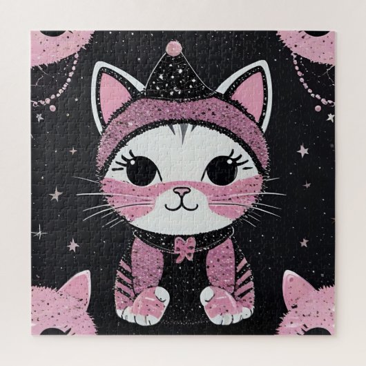 新年おめでとうパーティー – 変装した猫 ジグソーパズル (縦)