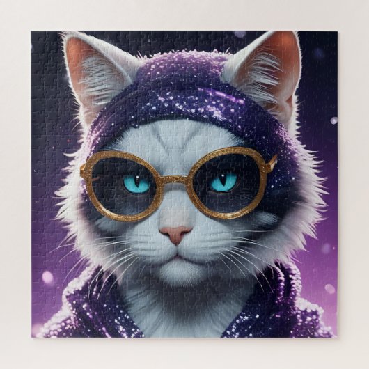 新年おめでとうパーティー – 変装した猫 ジグソーパズル (縦)