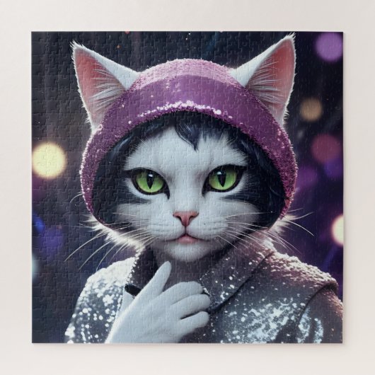 新年おめでとうパーティー – 変装した猫 ジグソーパズル (縦)