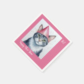 新年おめでとうパーティー – 変装した猫 スタンダードカクテルナプキン (角)