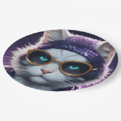 新年おめでとうパーティー – 変装した猫 ペーパープレート (アングル)